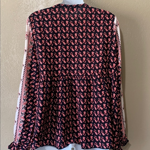 10. Umgee size L Black and Pink Boho Peasant Blouse - Picture 3 of 4